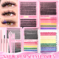 [Personal Eyelash] 240/390/600 Cluster Color Mixed Eyelash Extension Kit Makeup Beginner False Eyelash. 