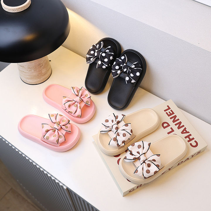 2026Summer Children's Slippers Girls Princess Non-slip Soft Sole Slippers Toddler Girl Shoes Bow Tie Slippers Flip Flops Outdoor