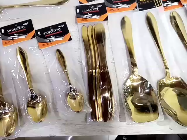 Pioneer Golden Table Spoons / Dessert Spoons / Tea Spoons / Butter Knife / Fork / Serving Round / Serving Oval / Rice Small Panja / Serving Big Panja