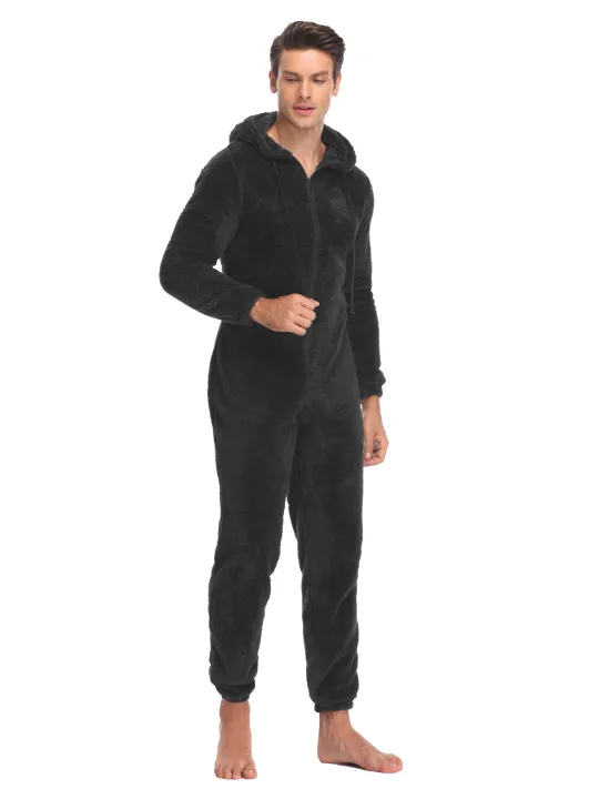 Men's%20Winter%20Warm%20Fluffy%20Teedy%20Fleece%20Pajama%20Onesie%20For%20Men%20Cozy%20Soft%20Warm%20Plush%20Fleece%20Jumpsuit%20Romper%20One%20Piece%20Hooded%20Pajama%20-%20Image%203
