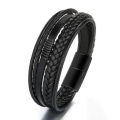 Men Genuine Leather Bracelets Multilayer Braided Rope Bracelets for Man Jewelry Bracelet Homme. 
