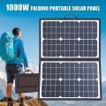 50-1000W Foldable Solar Panel Power Supply Kit Complete 18V Portable Power Station with USB/DC for Phone Camping RV & Boating.