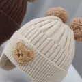 Baby wool hat cute bear ear protection hat children winter thickened warm knitted Korean version of the baby hat. 