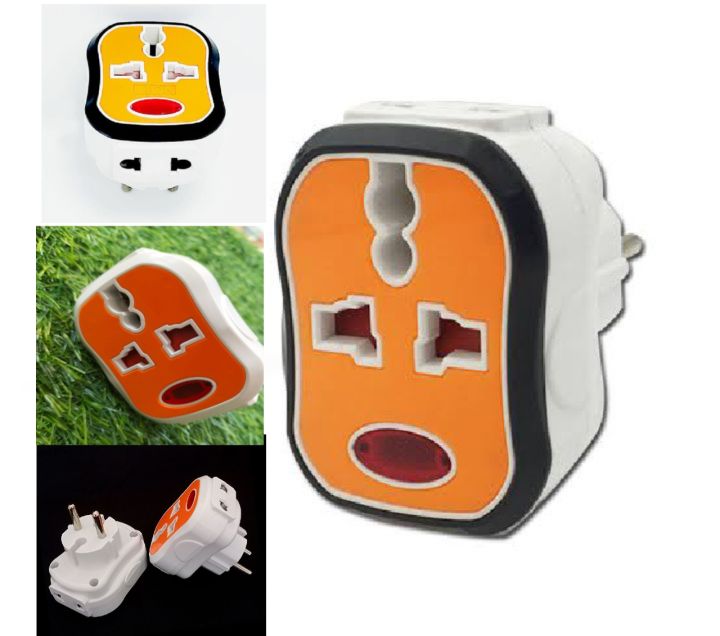 2 Pin Multi Socket converter 2 in 3/2 Plug with light indicator Travel ...