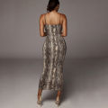 Summer  Leopard Sleeveless Elegant Dress Women Clothing Female Fashion High Waist Spaghetti Strap Slim Evening Party Dresses. 