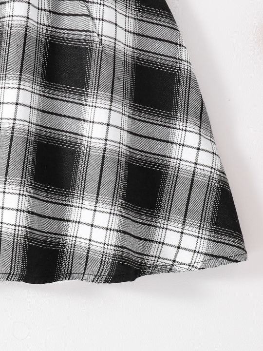 Girls%20Fashion%20Casual%202-Piece%20Set%20Black%20Lapel%20Long-Sleeved%20Letter%20Print%20Shirt%20Plaid%20Skirt%20Spring%20Autumn%20New%20-%20Image%207