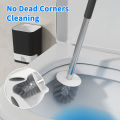 WORTHBUY Punch-Free Wall Mounted Toilet Brush With Drainable Base Long Handle Plastic Toilet Cleaning Brush Bathroom Accessories. 