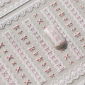 1pcs 5D Relief Kawaii Lace Series Nail Art Stickers Pink Bow Heart Nail Decoration Decals Self-Adhesive Manicure Accessories DIY. 