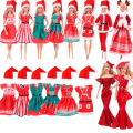 30Cm Doll Clothes Red Plush Overcoat Outfit Princess Dress Fashionable Suit For  11.8inch Doll Christmas Surprise. 