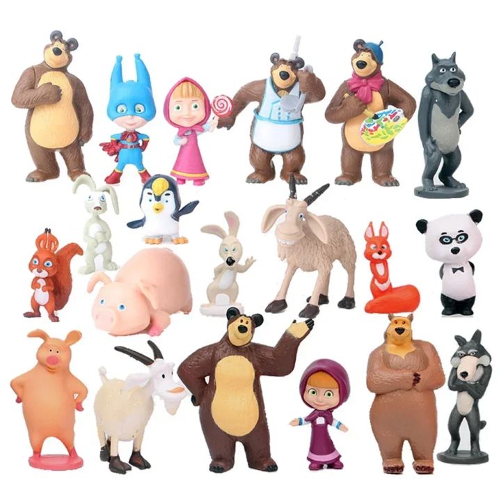New%2010Pieces%20Masha%20and%20the%20Bear%20Action%20Figure%20Anime%20Model%20Cartoon%20Toys%20For%20Friends%20%20-%20Image%202