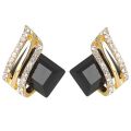 Huitan's Newest Square Earrings Women's Unique Circular Design Earrings Luxurious and Shiny Zircon Wedding Fashion Jewelry Gifts. 