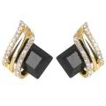 Huitan's Newest Square Earrings Women's Unique Circular Design Earrings Luxurious and Shiny Zircon Wedding Fashion Jewelry Gifts. 