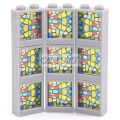MARUMINE MOC Building Block Brick Printed Window 1x2x2 Frame Glass Street View House Parts Accessories 60601 60592 Compatible.