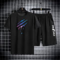 2025 Summer Thin Casual Quick Drying Two Piece Set Men's Set Sports Outdoor Running Short Sleeve T Shirt + Shorts Tracksuit Sets. 