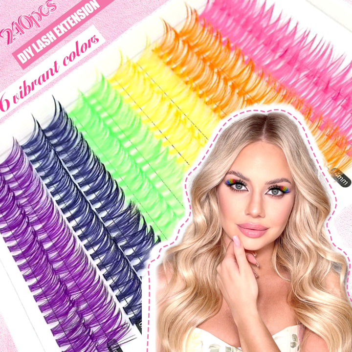 %5BPersonal%20Eyelash%5D%20240/390/600%20Cluster%20Color%20Mixed%20Eyelash%20Extension%20Kit%20Makeup%20Beginner%20False%20Eyelash%20-%20Image%202