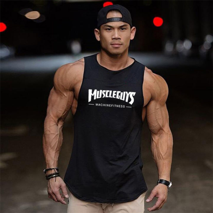 Men's Sweat-Absorbent Cooling Fitness Cotton Vests Comfortable Casual Sports Sleeveless T-Shirt Gym Bodybuilding Muscle Clothing