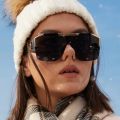 2PCS New Lion Head Integrated Sunglasses Trendy Large Frame Sunglasses Female Personalized Hollow Leg Sunglasses 6922.