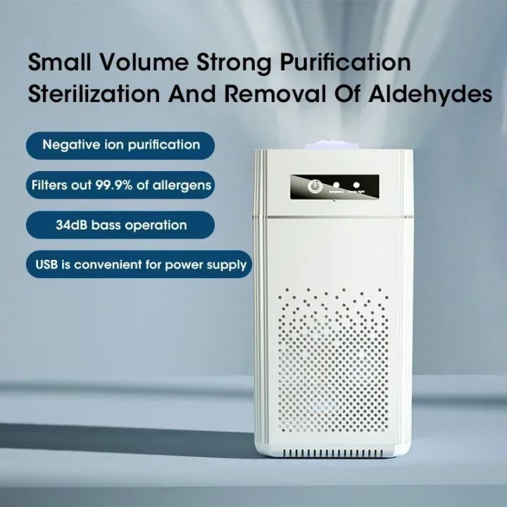 Smart Air Purifier with H13 HEPA Filter & Negative Ion Generator, Auto Mode Desktop USB Portable for Home Office Bedroom