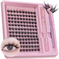 DIY eyelash kit, including glue and tweezers, 120 clusters of 3D dog eyelashes, charming big eye makeup, comfortable to wear.