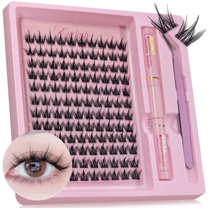 DIY eyelash kit, including glue and tweezers, 120 clusters of 3D dog eyelashes, charming big eye makeup, comfortable to wear