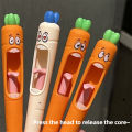 4pcs Funny Carrot Press Type Black Quick Dry Gel Pen High Value Creative Stress Relief Writing Tool for Study Office School.