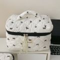 Fashion Cherry Tote Women Makeup Bag Portable Cute Ladies Cosmetic Toiletry Storage Pouch Handbag Cotton Quilted Zipper Bag.