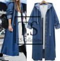 DENIM LONG COAT STRETCHABLE JEANS FEBRIC DRESS FOR GIRLS. 