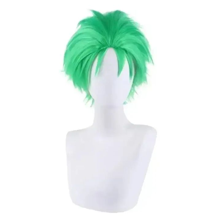 Anime Slicked-back green wig Short Layer Roronoa Zoro Comic Cosplay Wigs