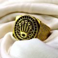 ROP TRENDING STAINLESS STEEL HIP-HOP GOLDEN TITANIUM CROWN RING FOR MEN OR BOYS. 