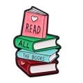 Bookworm's Delight Brooches For Women Books Enamel Pin Metal Badge Jewelry Clothing Backpack Accessories Reader Gifts.