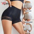 Flarixa Lace Belly Control Panties High Waist Boxers Women Ice Silk Butt Lifting Shaper Shorts Figure Abdomen Shaping Panty.