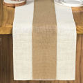 Burlap Table Runner Long Farmhouse Table Runner Jute Runner Woven Fabric Light Colour Edge.