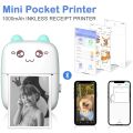 Mini Printer Portable, Inkless Sticker printer with 8 Rolls Paper, Bluetooth Wireless mini thermal printer Compatible with iOS + Android for Journal, Memo, Photo, Print Pod Gifts for Girls Kids. 
