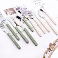 Beige Silver 4/16Pcs Dinnerware Acrylic Handle Knife Fork Spoon Set Stainless Steels Cutlery Set Western Dinner Kitchen Flatware.