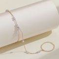 Pearl Finger Ring Bracelet for Girls and Women Wearing Wedding Dating Travelling Party. 