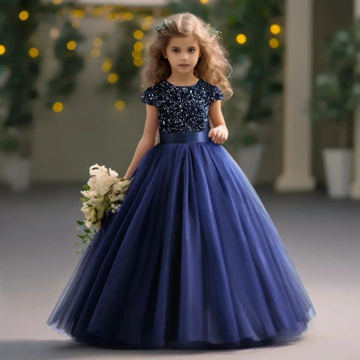 Sequin Dress for Girls Birthday Party Dresses 5 14 Yrs Children s Junior Graduation Formal Prom Long Gown Wedding Evening Dress Daraz .bd