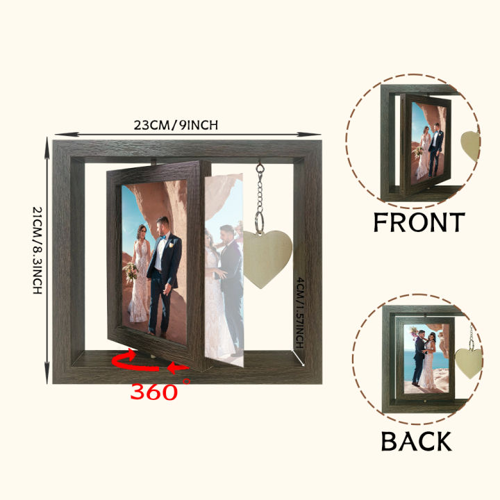 1 rotatable photo frame, creative rotating photo stand, can place ...