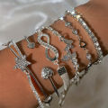 Elegant Sparkling Rhinestone Bracelets Set for Women Butterfly Heart Infinity Star Designs Open Bracelet Daily Wear Jewelry .