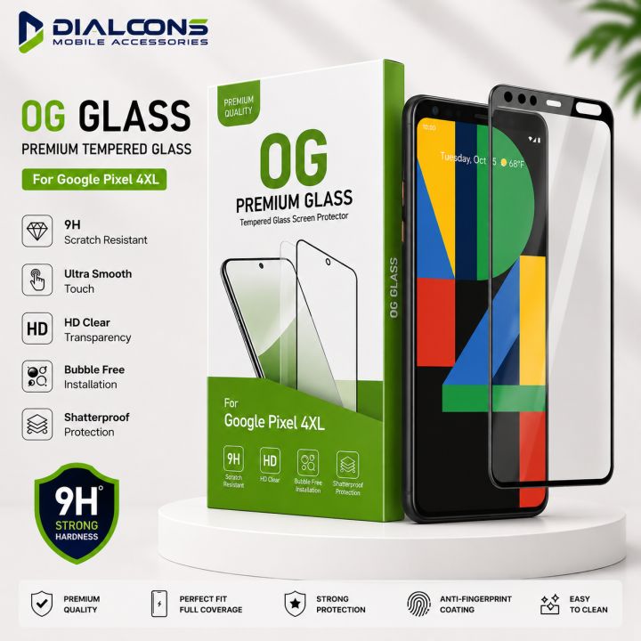 Google Pixel 4XL Tempered Screen Protector, Dialoons Google Pixel 4XL Tempered Glass With Free Cleaning Shiner Spray