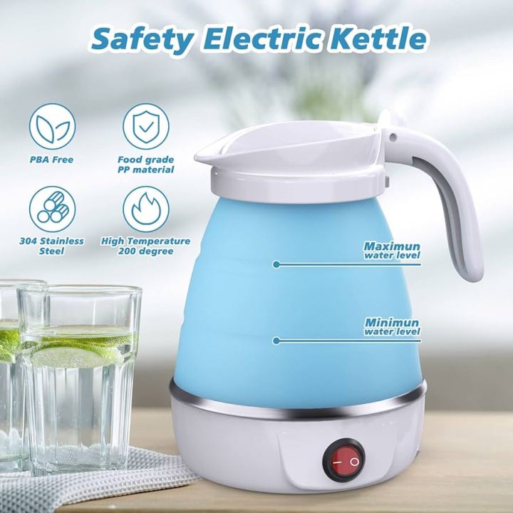 Travelling Folding Kettle Electric Silicone Foldable Water Kettles Compression Leak Proof Portable Mini Kettle