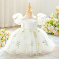 Toddler Embroidery Flower Baptism Party Baby Girl Dress Elegant 1 Yrs Birthday Princess Prom Dress Girl Wedding Bridesmaid Gown. 