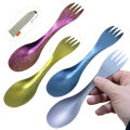 Pure Titanium Spork 2 in 1 Spoon Ultralight Tableware Portable Fork Outdoor Camping Picnic Travel Cookware Eco-Friendly Flatware. 