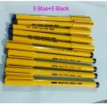 Pack of 10 Cut Markers (5Blue + 5Black) Calligraphy Markers Set for Drawing and Writing. 