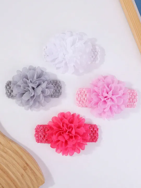 4pcs/set%205.3''%20Baby%20Girls%20Big%20Chiffon%20Flower%20Headbands%20Soft%20Strecth%20Hairband%20Lovely%20Headwrap%20Newborns%20Infants%20Hair%20Accessories%20-%20Image%206