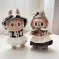 Labubu macaron toy accessories doll clothes set fabric 17 cm clothes set soft cute plush ornaments dolls labubu planters keychain. 