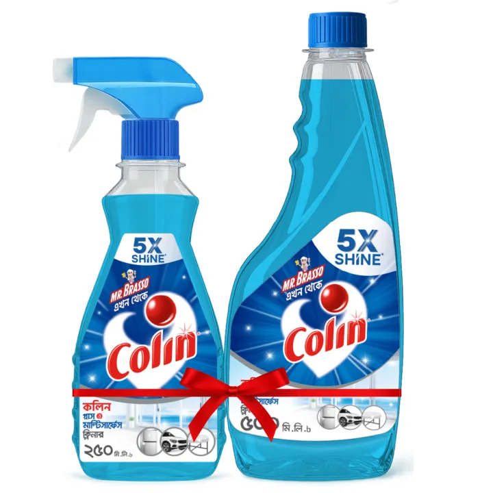 Colin Glass and Surface Cleaner Liquid Spray 250ml + 500ml Refill Combo | All-Purpose Glass Cleaner for Car, Kitchen and Home Surfaces | Multi Surface Cleaner