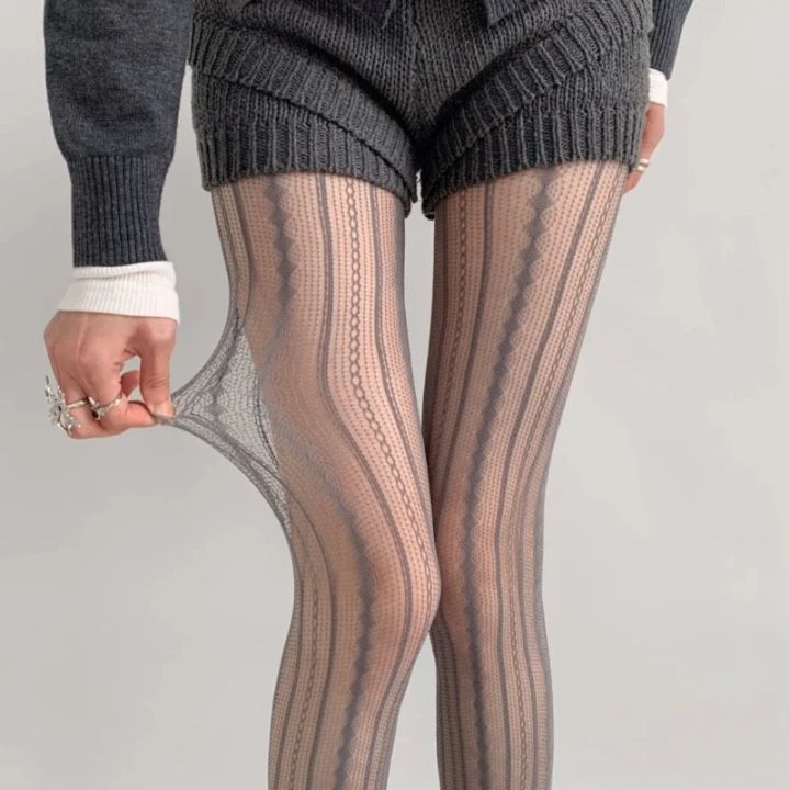 Women%20Vintage%20Solid%20Fishnet%20Lace%20Pattern%20Tights%20Stockings%20Hollowed%20Rhombus%20Striped%20Geometric%20Jacquard%20Pantyhose%20Leggings%20-%20Image%204