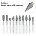 Tungsten Carbide Rotary Burr Set 10pcs Carving Burr Bits with 3mm Shank 6mm Bit for Wood & Stone Carving, Steel Metal Working. 