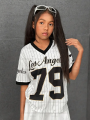 Girls Casual Sports Style Los Angeles NO.79 Print Short Sleeve V-Neck Women's Children Men's T-shirt Tops.