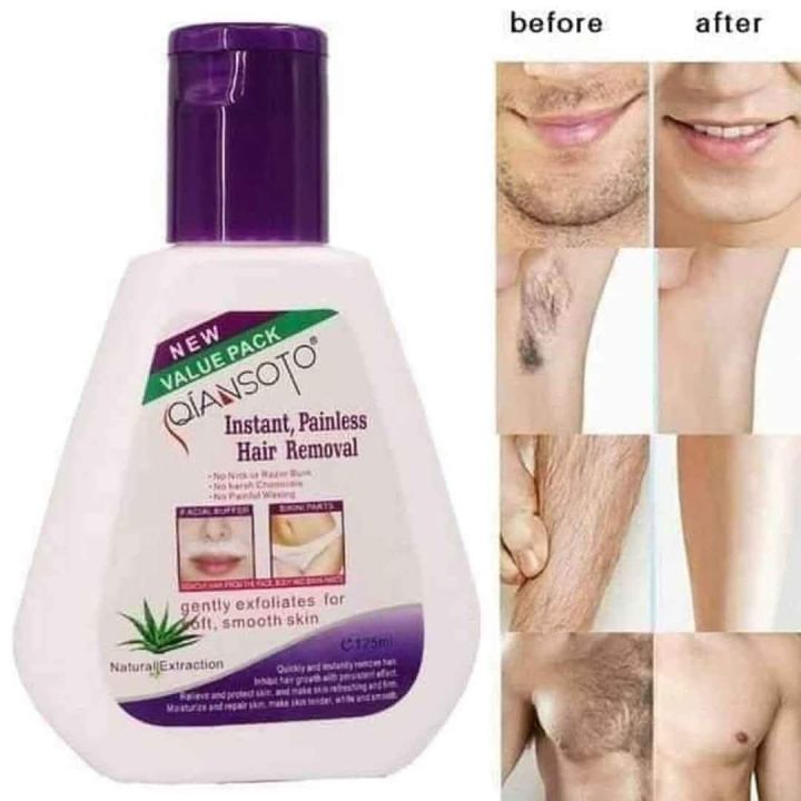 Qiansoto instant painless hair remover cream.Made in Thailand. 125 ml